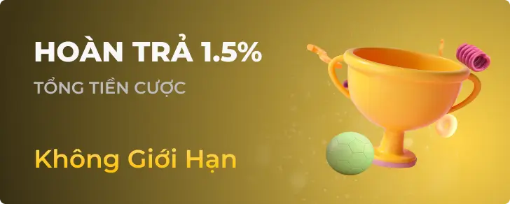 Hình ảnh quảng cáo cho chương trình HOÀN TRẢ 1.5% tại qqbetwins